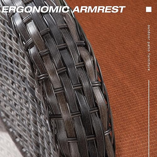 Miniatura 5 de Joyside Sofá de mimbre para patio al aire libre, sofá de ratán de 3 plazas para patio exterior y jardín con asientos profundos y cojines de olefina