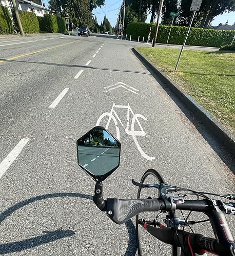 Miniatura 4 de Hafny Espejo de bicicleta eléctrica con extremo de barra, espejo de bicicleta para manillar de superficie grande, espejo de bicicleta de vidrio de