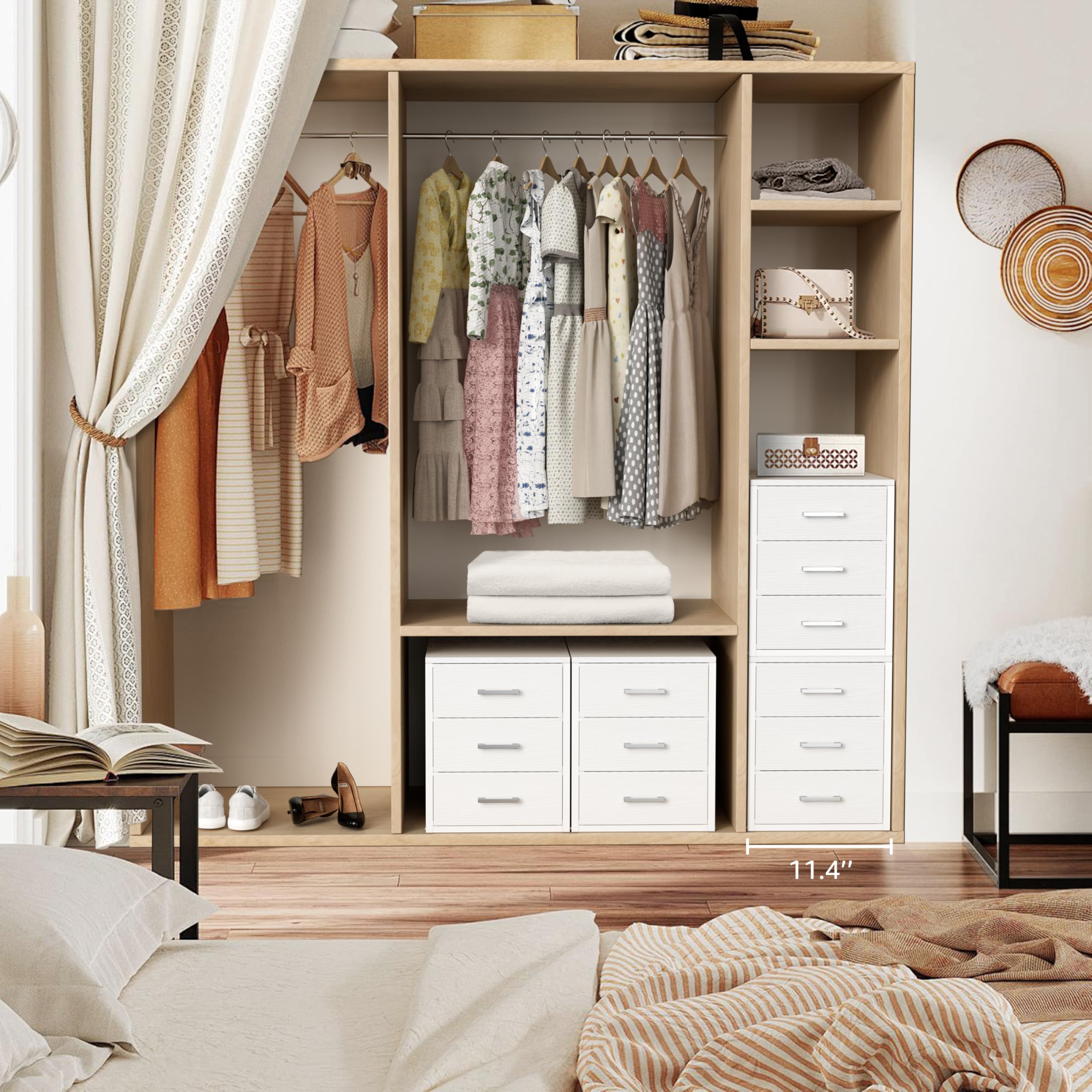 Amazon.com: BOLUO Closet Drawers White Fabric 3 Drawer Small Dresser for  Closet Organizers and Storage Bedroom Dorm Modern : Home & Kitchen