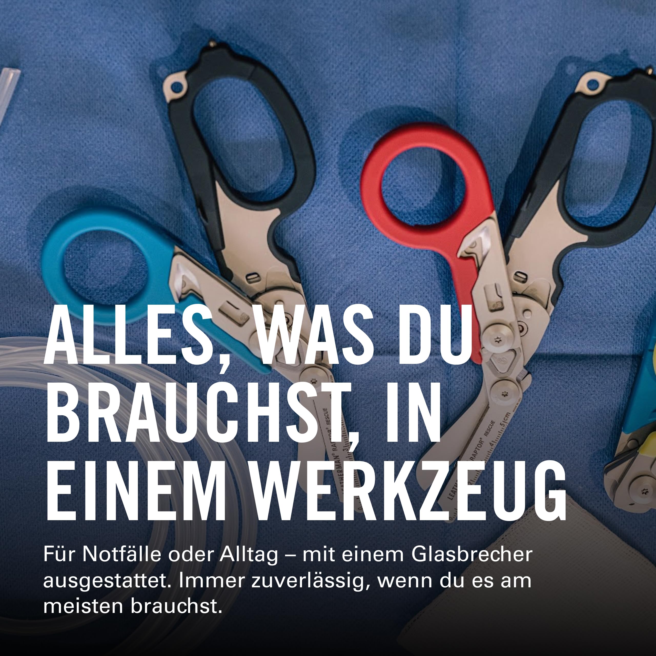 LEATHERMAN Raptor Rescue Notfallschere gelb und blau | Klappschere mit Gurtschneider & Glasbrecher, Für Profis, Sanitäter, Feuerwehr