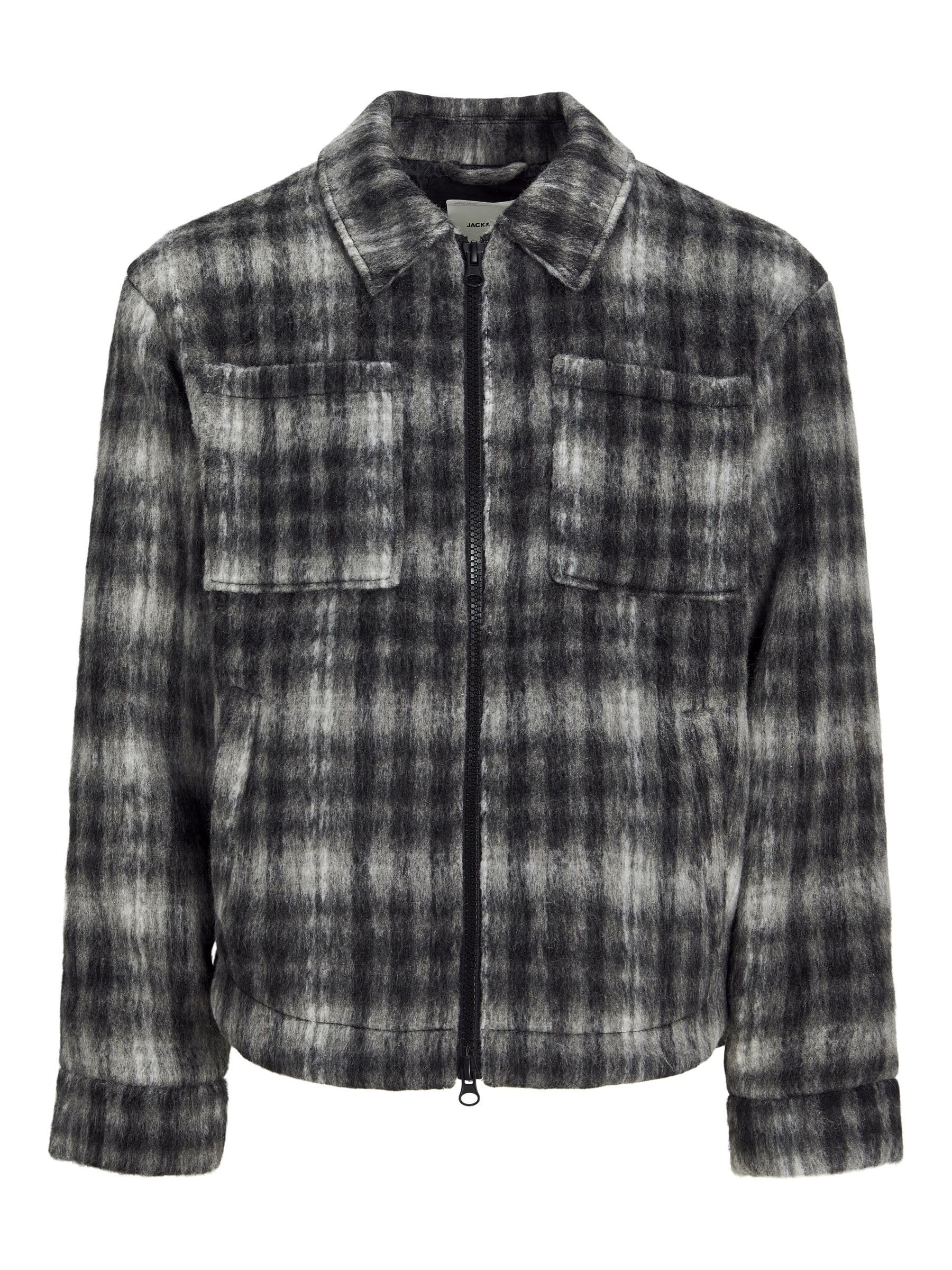 JACK & JONES Herren Jcounion Check Jacket, Gray Flannel, m