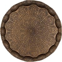 Vista 8 de Alisveristime Bandeja turca otomana para servir té y café, 13.60 pulgadas, metal con motivos tradicionales, disponible en cinco colores (gris)