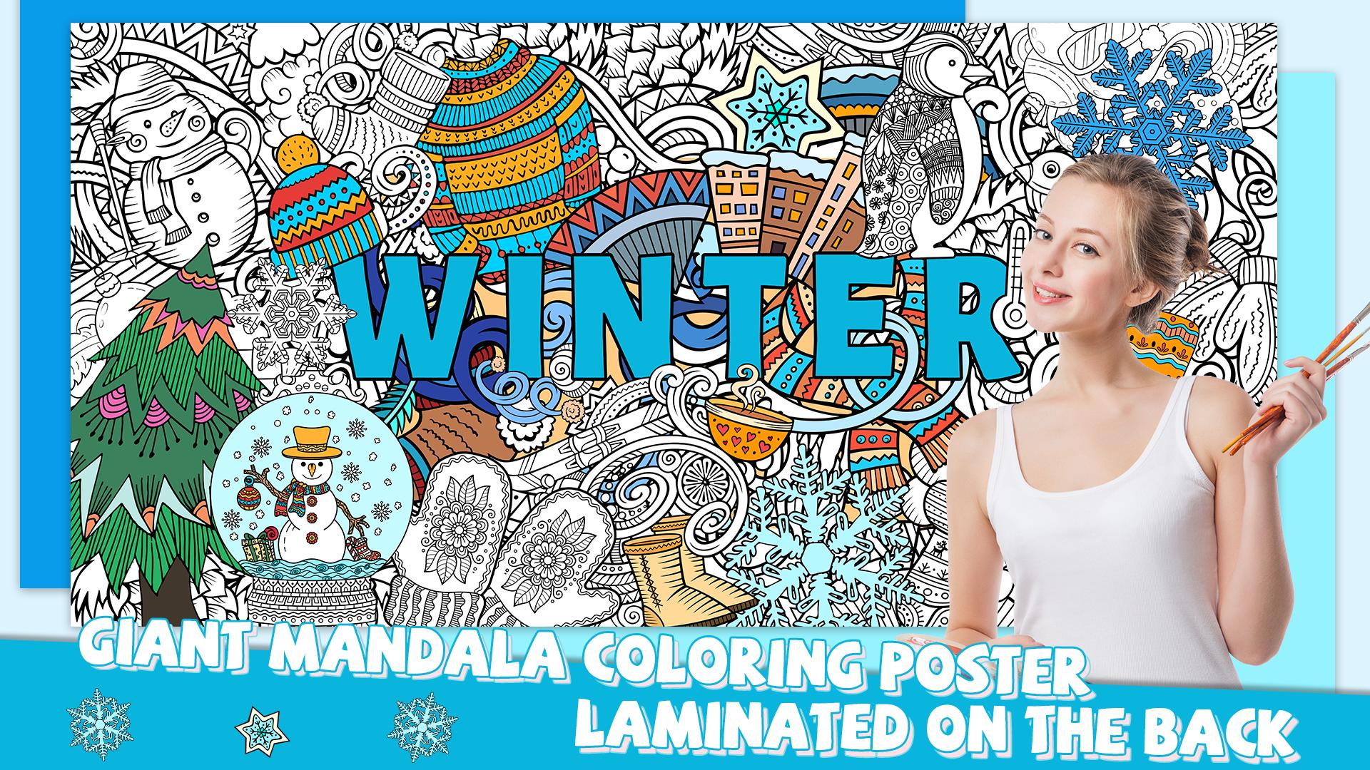 Amazon.com: Naozinebi Giant Mandala Coloring Poster Kids Large