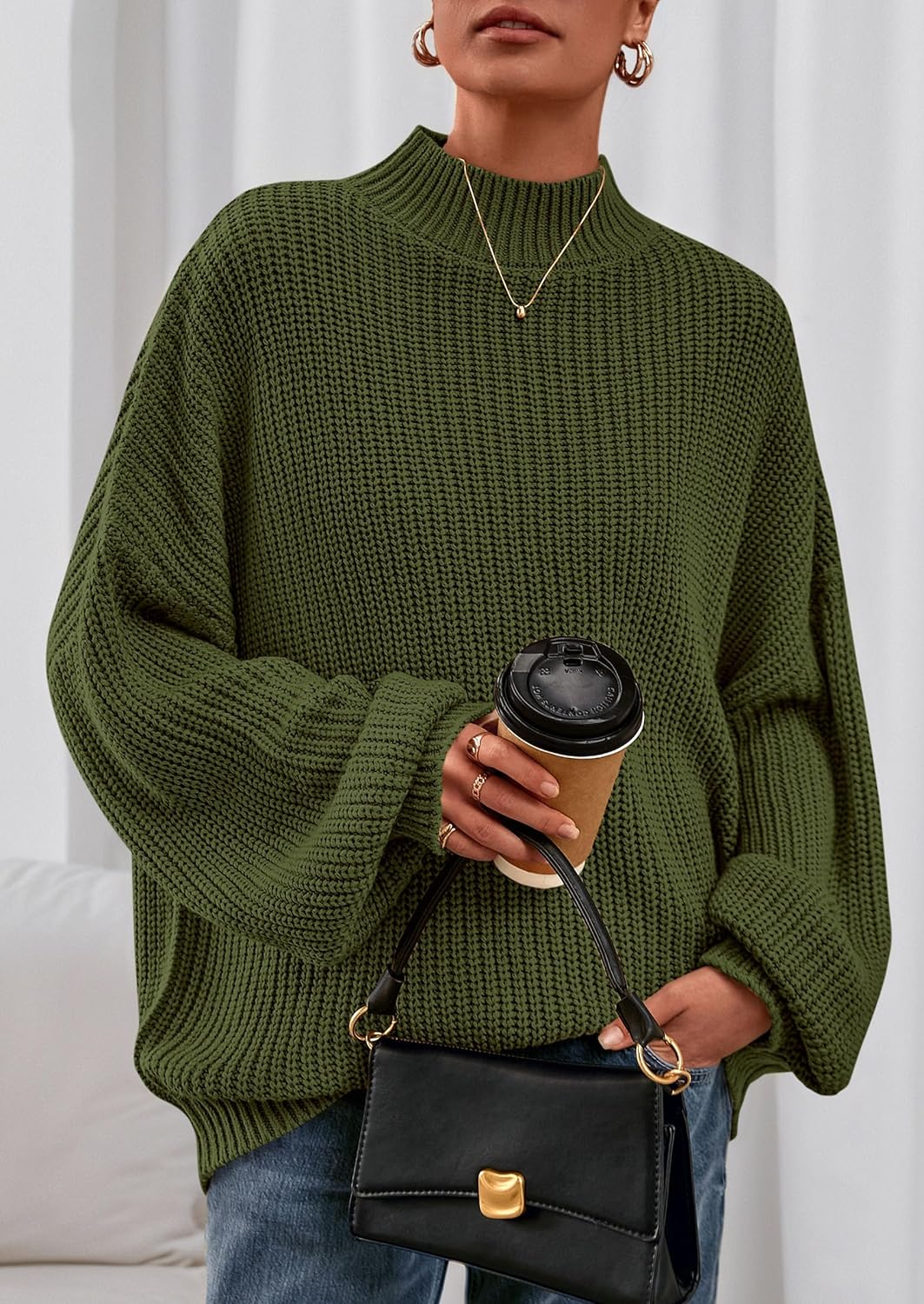 PRETTYGARDEN Fall Oversized Sweaters for Women Chunky Knit Long Sleeve Turtle Neck Pullover Jumper Tops Cozy Winter Clothing - Image 5