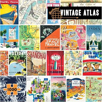 Re-Marks Vintage Atlas Puzzle, 1000-Piece Puzzle for All Ages, Fun Jigsaw Puzzle