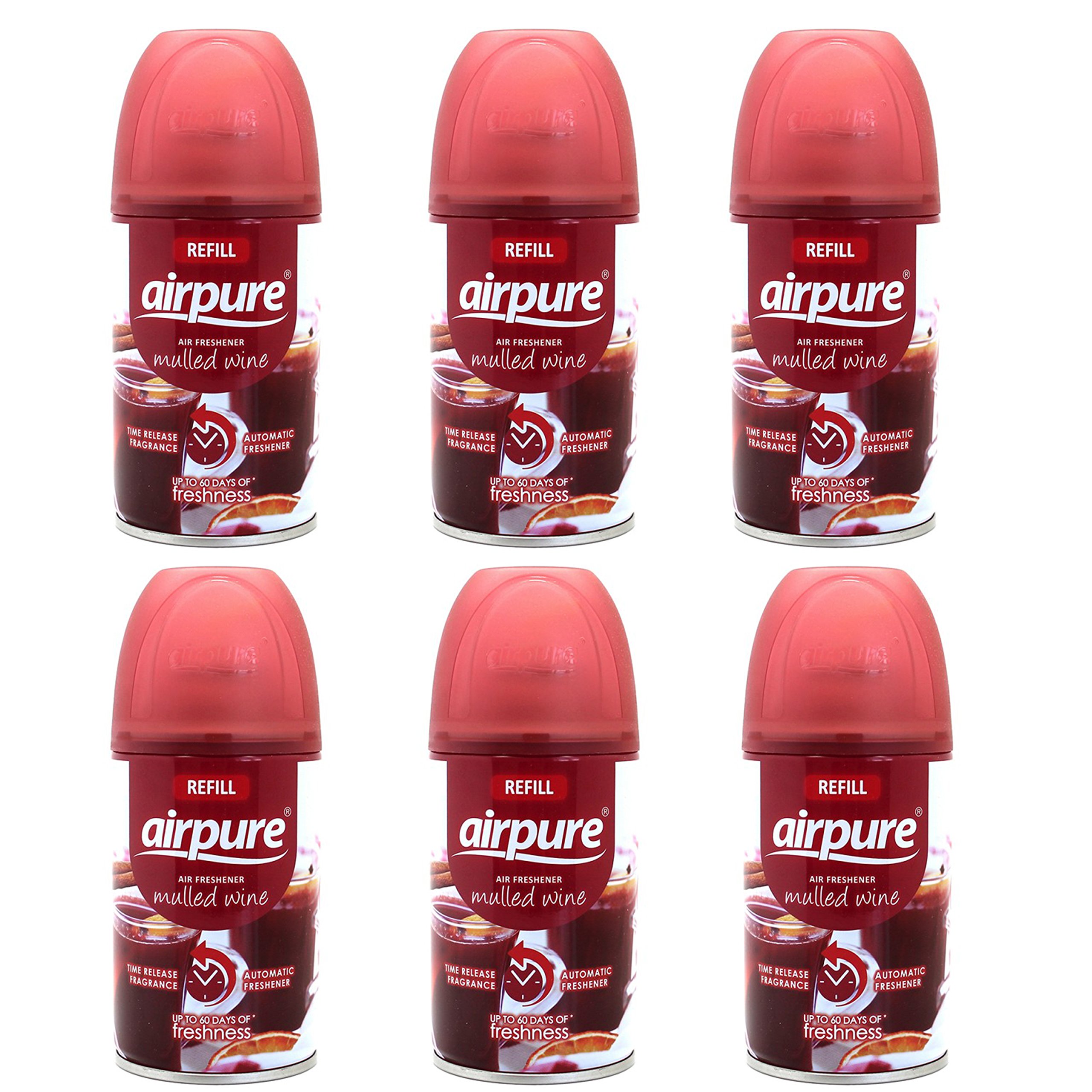 Airpure Mulled Wine 6 X Freshmatic Automatic Spray Refills 250Ml Pack Of 6