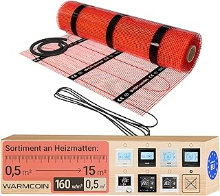 Elektrische Fußbodenheizung [160W/m²] (0.5m x 1m= 0,5m²) - Bodenheizung Elektrisch geeignet für Laminat, Fliesen & mehr - Elektro Fussbodenheizung - Elektrische Heizmatte Fußboden