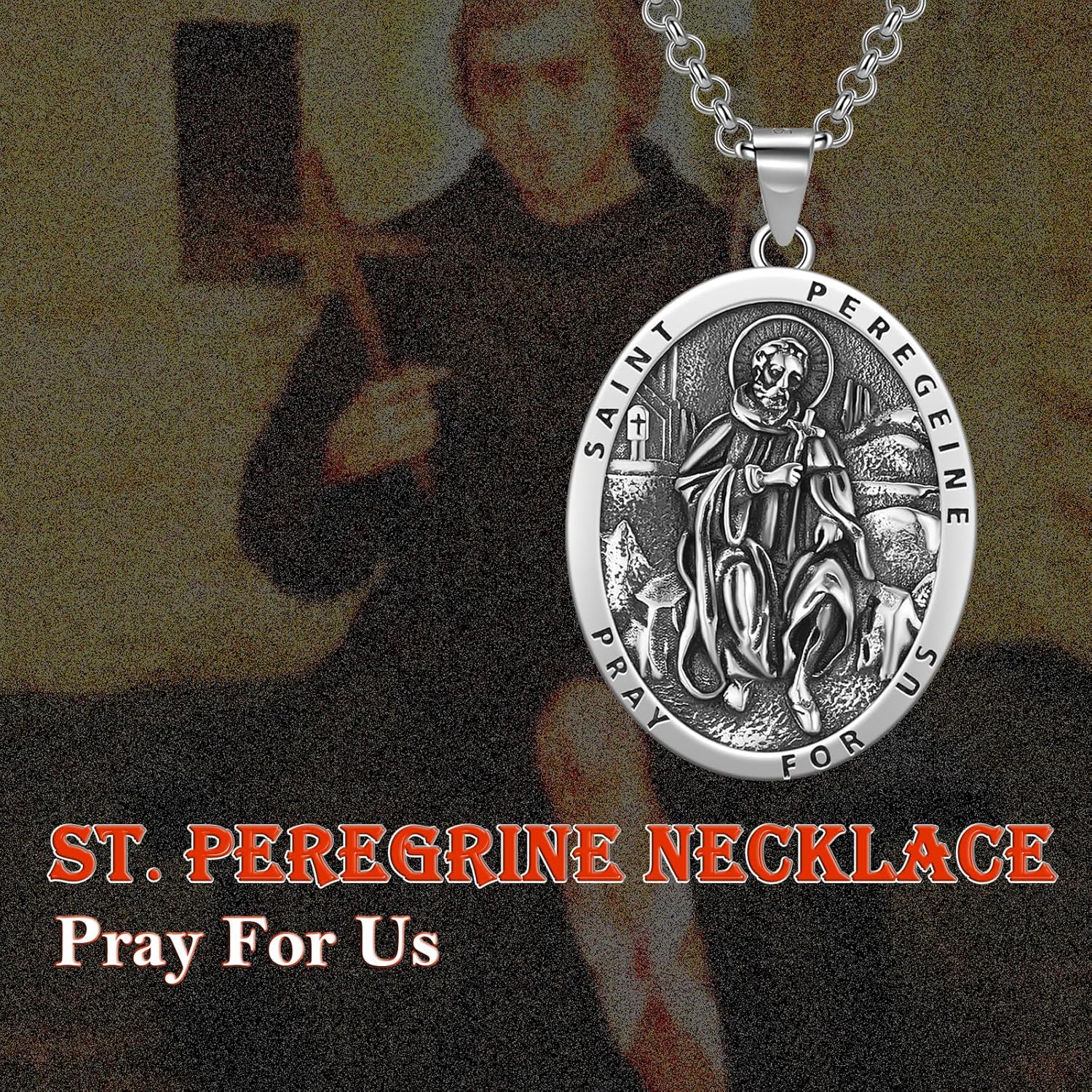 925 Sterling Silver Patron Saint Necklace Amulet Miraculous Medal Pendant Jewelry for Men Women with 2.0mm 20+2" Rolo Chain (with Gift Box) - Image 6