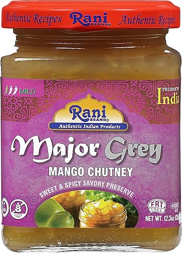 Rani Major Chutney de mango gris (preservación india) Tarro de vidrio de 12.3 onzas (12.35oz), listo para comer, vegano Sin gluten, totalmente