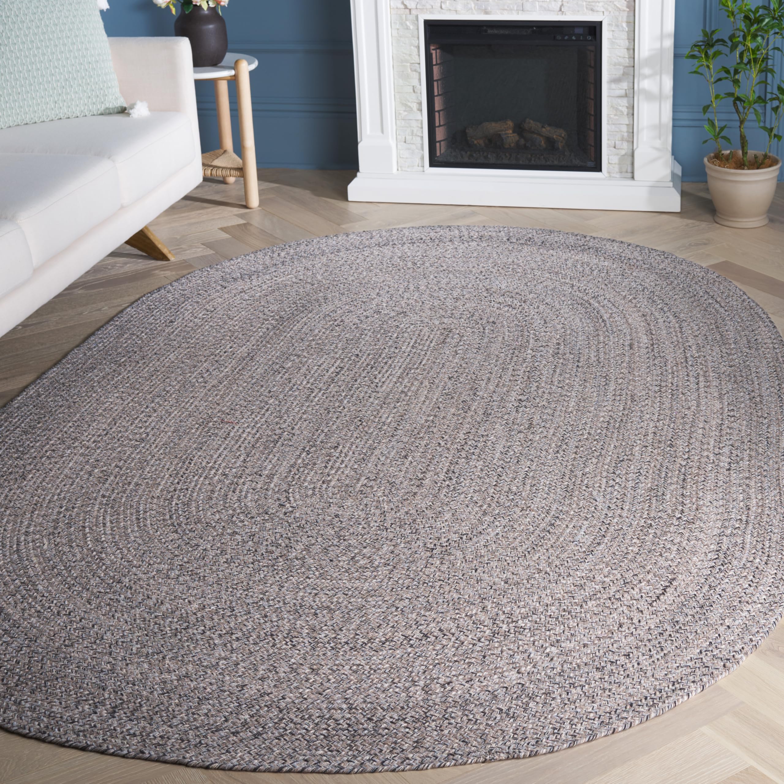 SAFAVIEH Braided Ivory/Steel Grey Oval