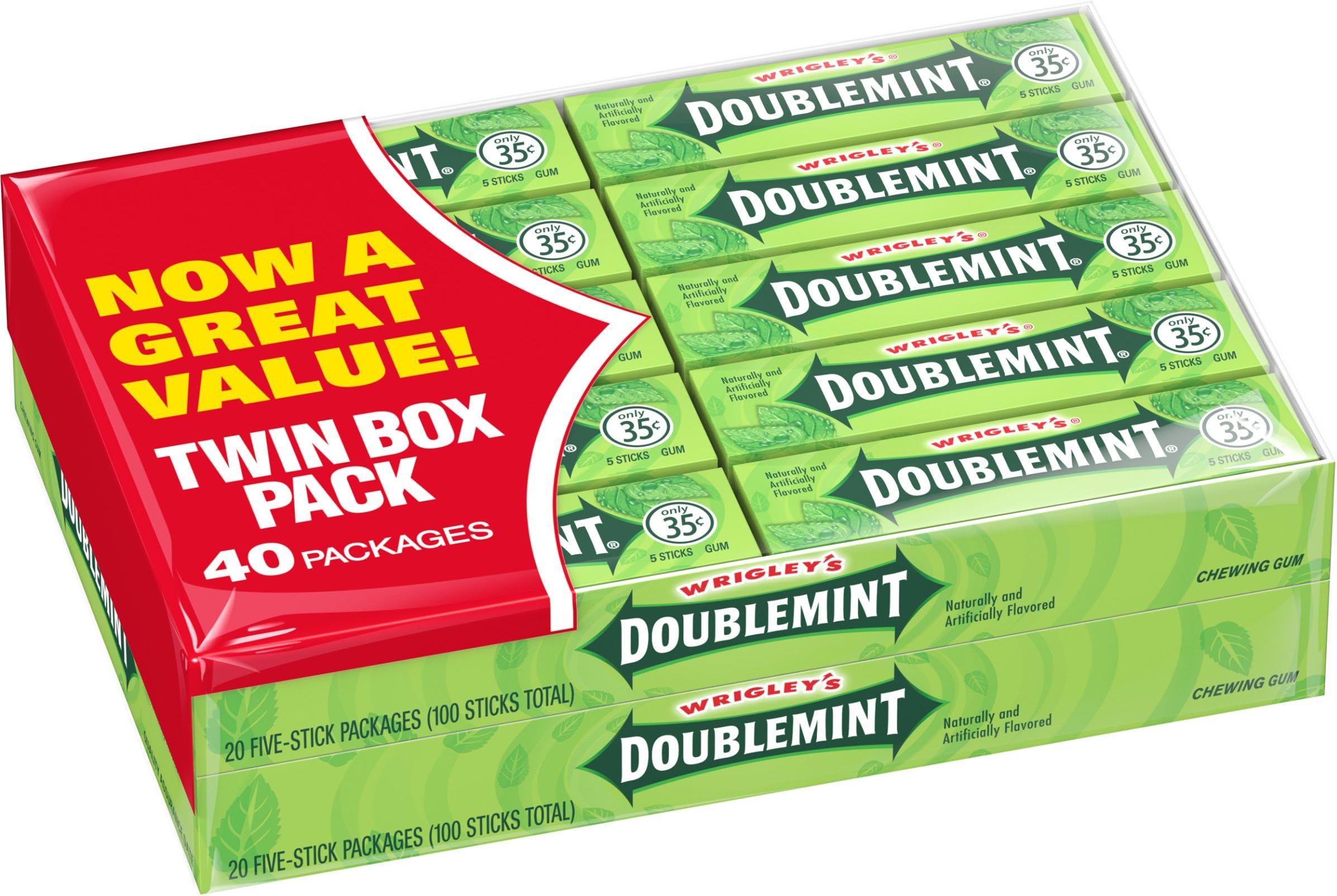Wrigley's Doublemint Chewing Gum, 5-Piece Pack