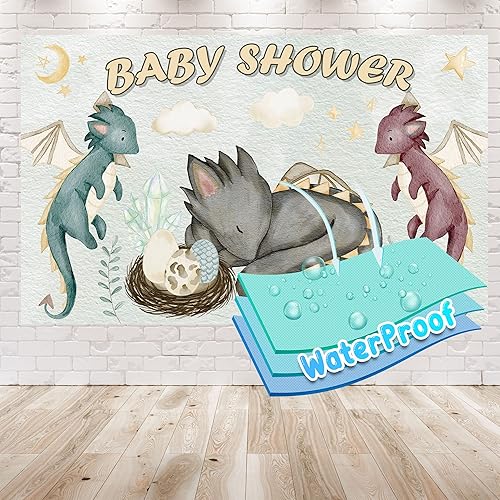 Miniatura 3 de Telón de fondo de dragones pastel de 5 x 3 pies para decoración de fiesta de baby shower, tema de madre de dragones