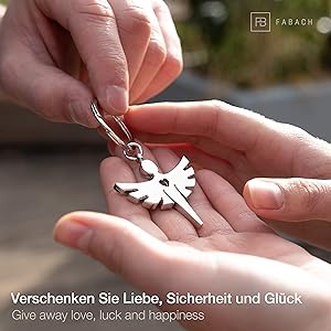 Portachiavi Angelo Custode Con Quadrifoglio - Metallico, Portafortuna, Regalo Per Auto O Chiavi - Foto 6