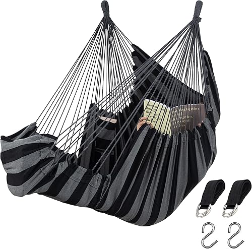 Jelofly Silla hamaca grande colgante con soporte para pies y bolsillo máximo de 500 libras, cómoda silla columpio para dormitorio, interior y disponible en Yaxa Peru