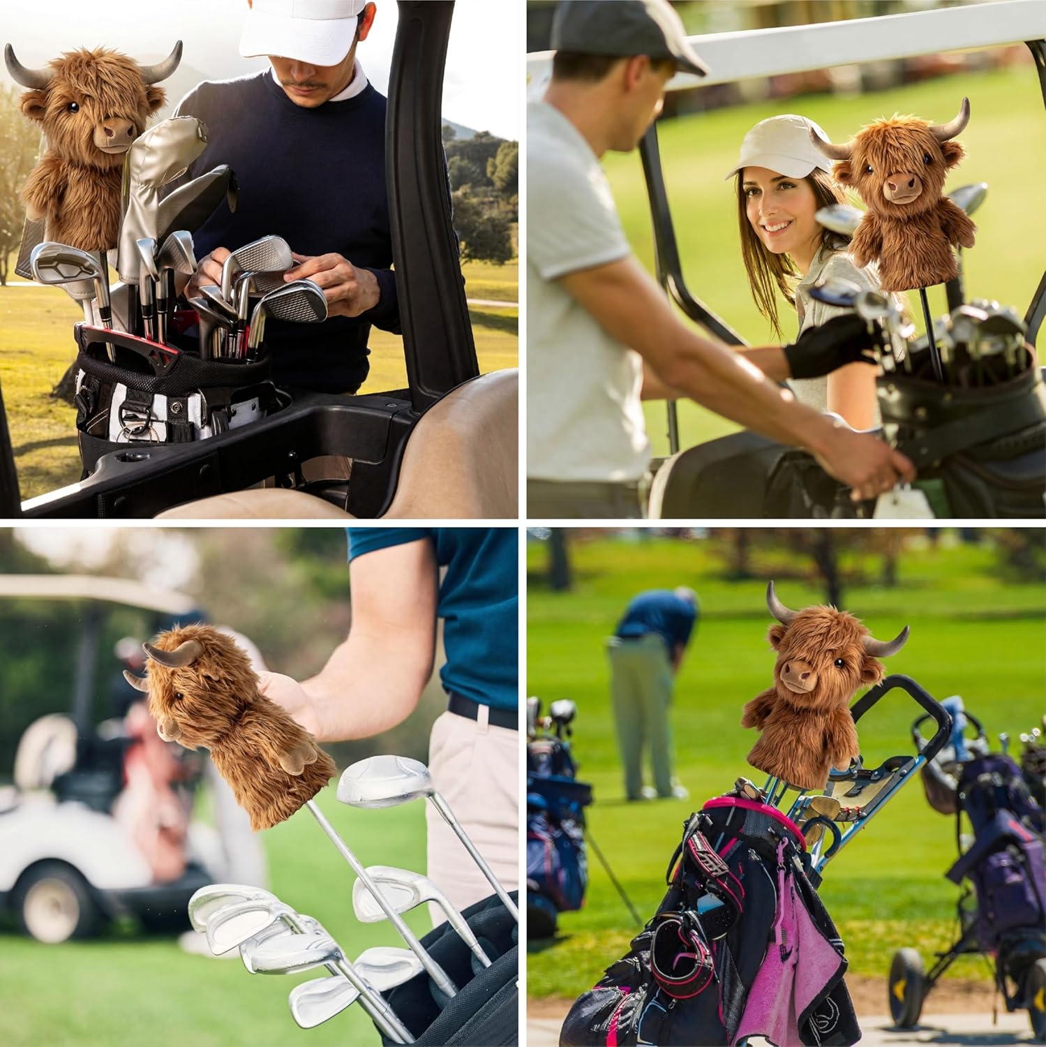 Highland Cattle Driver Headcover - Funny Golf Club Covers - Storytelling Headcover - Animal Plush Golf Head Covers Gift for Men Women Fits Up to 460CC Driver Head