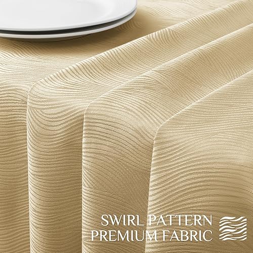 Miniatura 5 de Softalker Mantel rectangular de jacquard, diseño de remolino, impermeable, resistente a las manchas, sin arrugas, peso pesado, para cenas, fiestas,