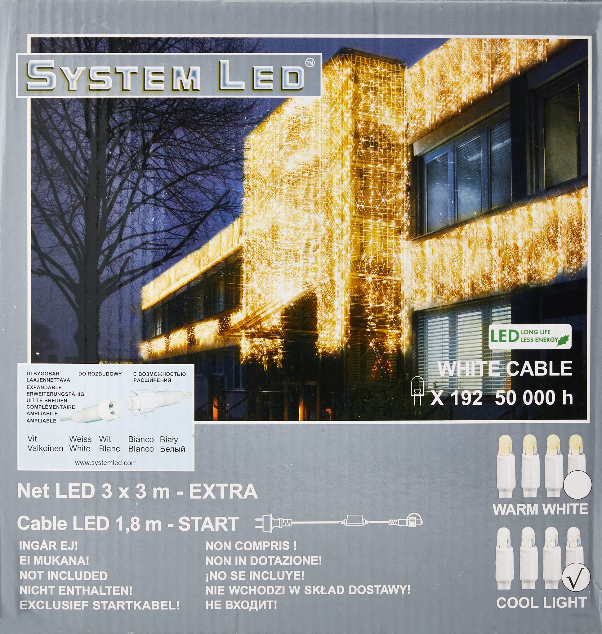 Lichterkette System LED Startkabel – Für Außenbereich, IP44, 1,8 M, 400 W Max., Erweiterbar