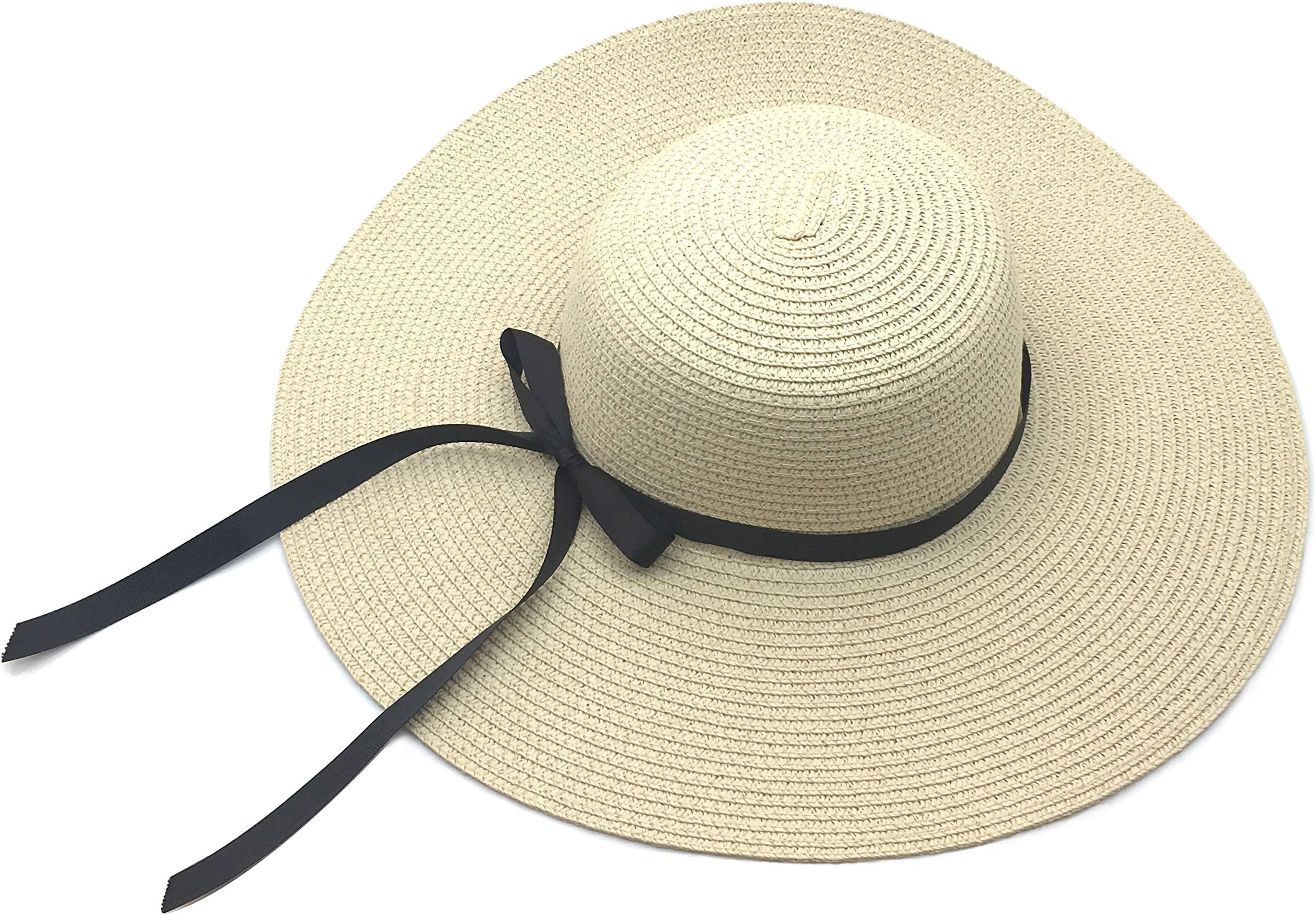 SIYWINA Ladies Sun Hat Large Brim Summer Hat UPF 50+ Straw Hat Foldable Beach Cap for Womens