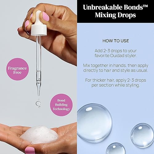 Miniatura 4 de Ouidad Unbreakable Bonds - Gotas de mezcla, fortalece y repara el cabello, sin fragancia, 2 onzas líquidas
