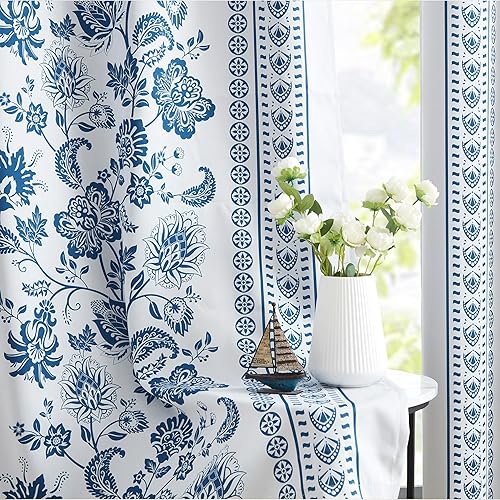 Miniatura 6 de Jubilantex Cortina opaca botánica para ventana, 95 pulgadas de largo, reducción de ruido, aislamiento térmico, tratamiento de ventana para