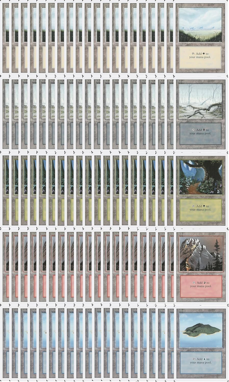 MTG Decks & More Compatible with Magic The Gathering: 100 Vintage White Border Basic Lands - 20 Swamp, Mountain, Forest, Plains, Island - MTG!