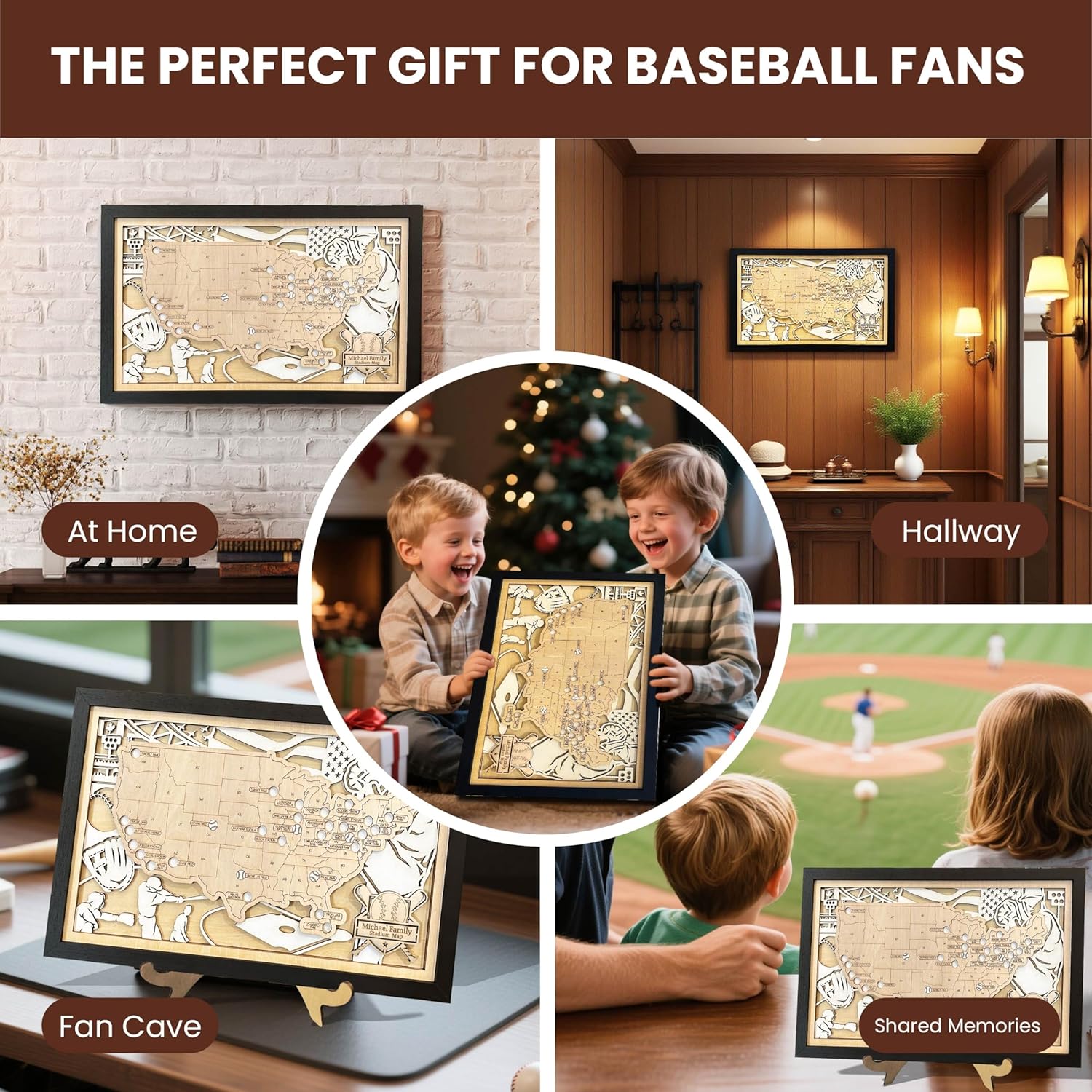 Customized Baseball Stadium Maps, Personalized Travel Maps, Baseball Enthusiasts, Gifts for Friends and Fans, Professional Baseball Travel Maps, Retirement Christmas Gift,Soccer Map List (L, Style 1)