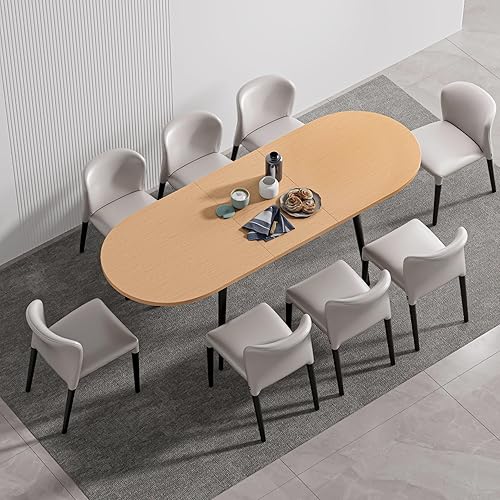Miniatura 8 de Mesa de comedor extensible de 75 x 32 pulgadas, mesa ovalada de madera con patas de metal, ahorro de espacio, extensible de 59 a 75 pulgadas