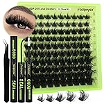 Focipeysa Lash Clusters DIY Lash Extension Kit 60P Eyelash Extension Wispy Individual Lashes Extension with Bond and Seal Glue, Lash Applicator DIY at Home for Beginner (60P 10-18MM)