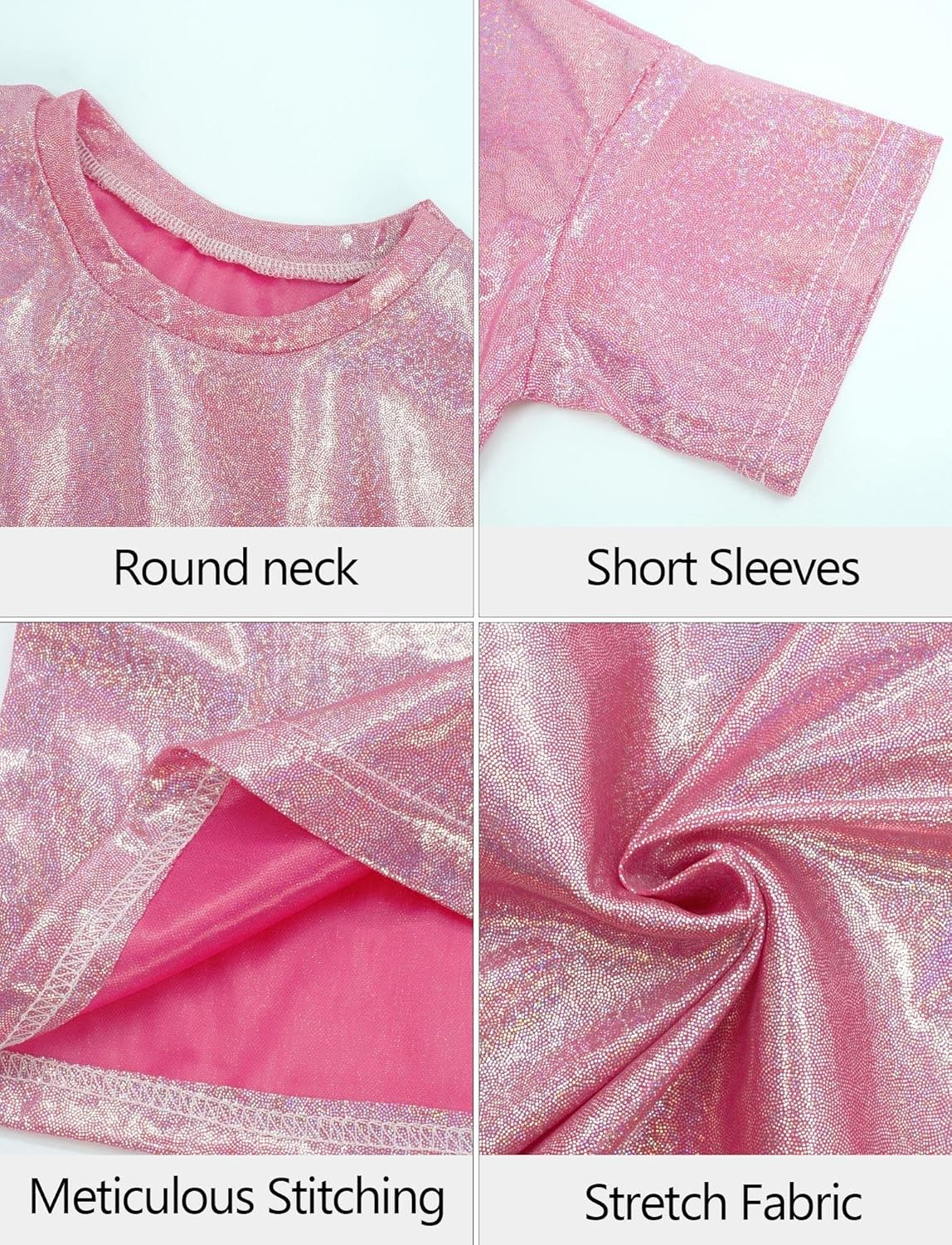 Happy Cherry Girls Metallic Outfit Sequin Hip Hop Dance Shiny Crop Top for Dancing Raves Festivals Metallic Skirt - Image 2