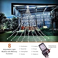 Vista 2 de Tira de luces con estrella para decoración de Navidad, luces de cadena para exteriores, 320 LED de 16.4 pies para adorno de árbol de Navidad
