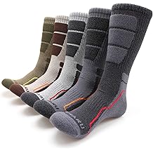 Men's 5 Pairs Hiking Outdoor Trail Running Trekking Moisture Wicking Cushion Crew Socks