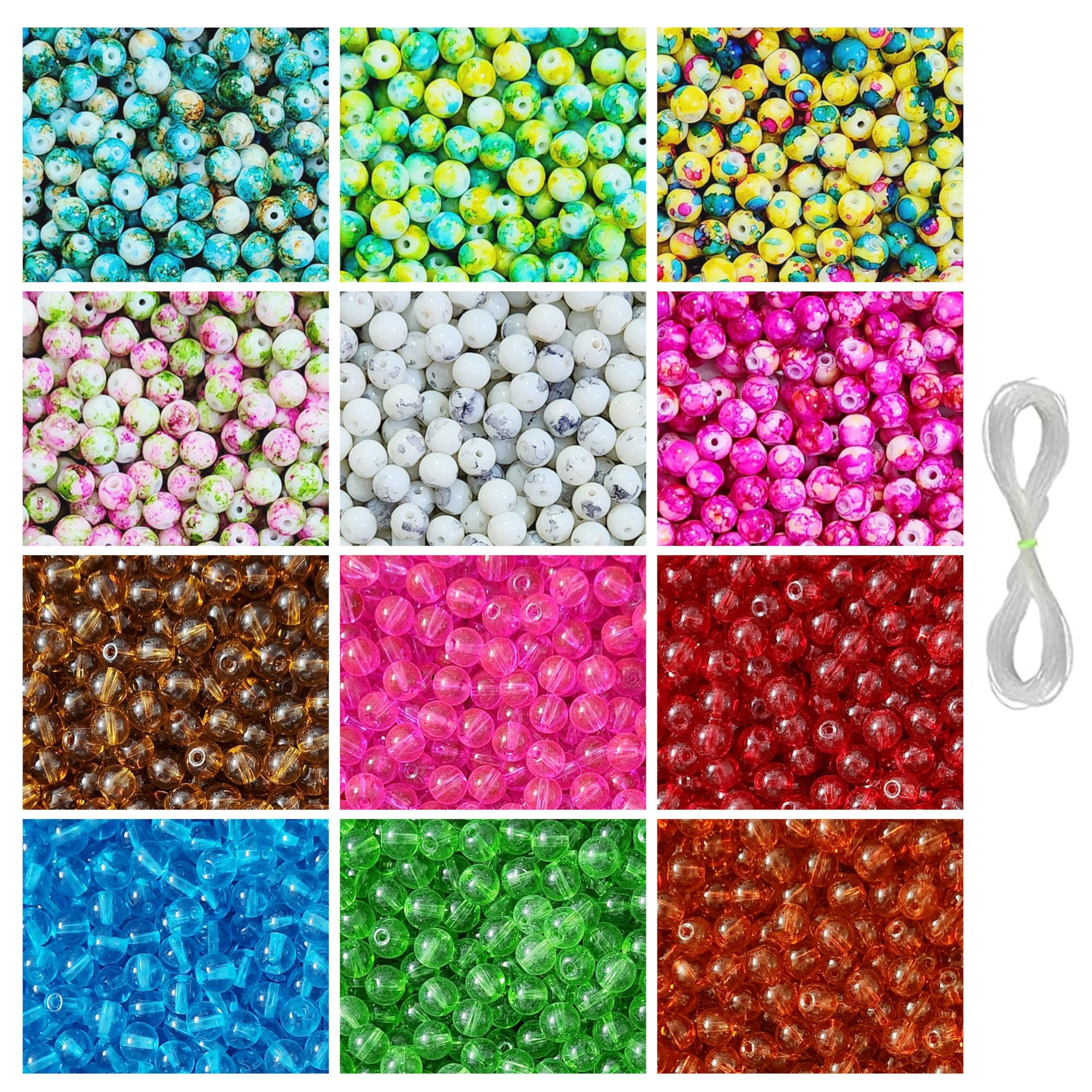REGLET 420 Pcs Marble + Crystal Glass Beads for Jewellery Making - Pearls for Craft - Beads for Craft - Bead Jewellery Making - Bead Craft - Glass Beads for Bracelets - Size 8 mm - 300 Grams (B0CWXZ584H) Amazon Price History, Amazon Price Tracker