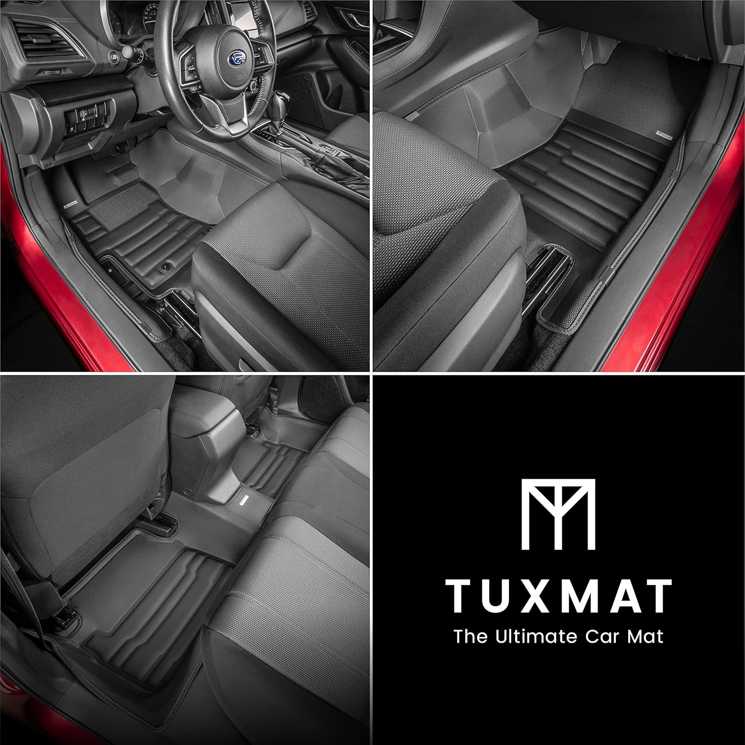 TuxMat - for Subaru Crosstrek/XV 2018-2023 Models - Custom Car Mats - Maximum Coverage, All Weather, Laser Measured - This Full Set Includes 1st and 2nd Rows Black