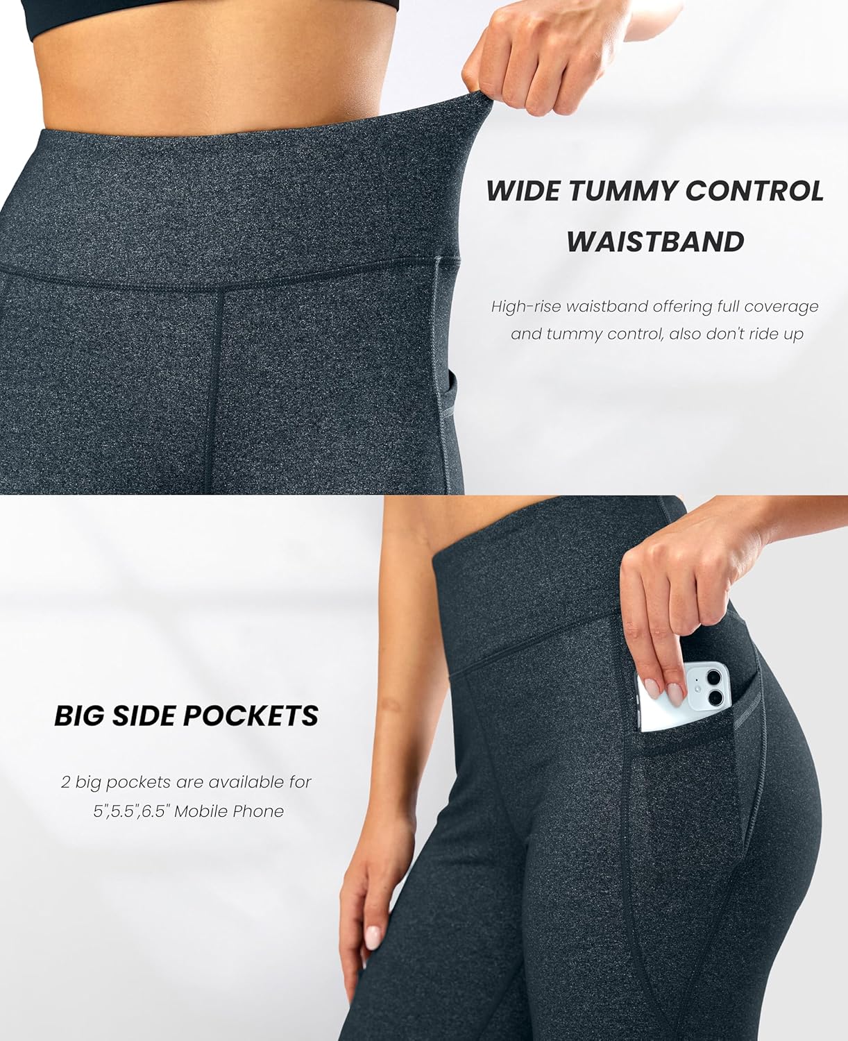 28"/30"/32"/34" Inseam Women's Bootcut Yoga Pants Long Bootleg High-Waisted Flare Pants with Pockets - Image 4