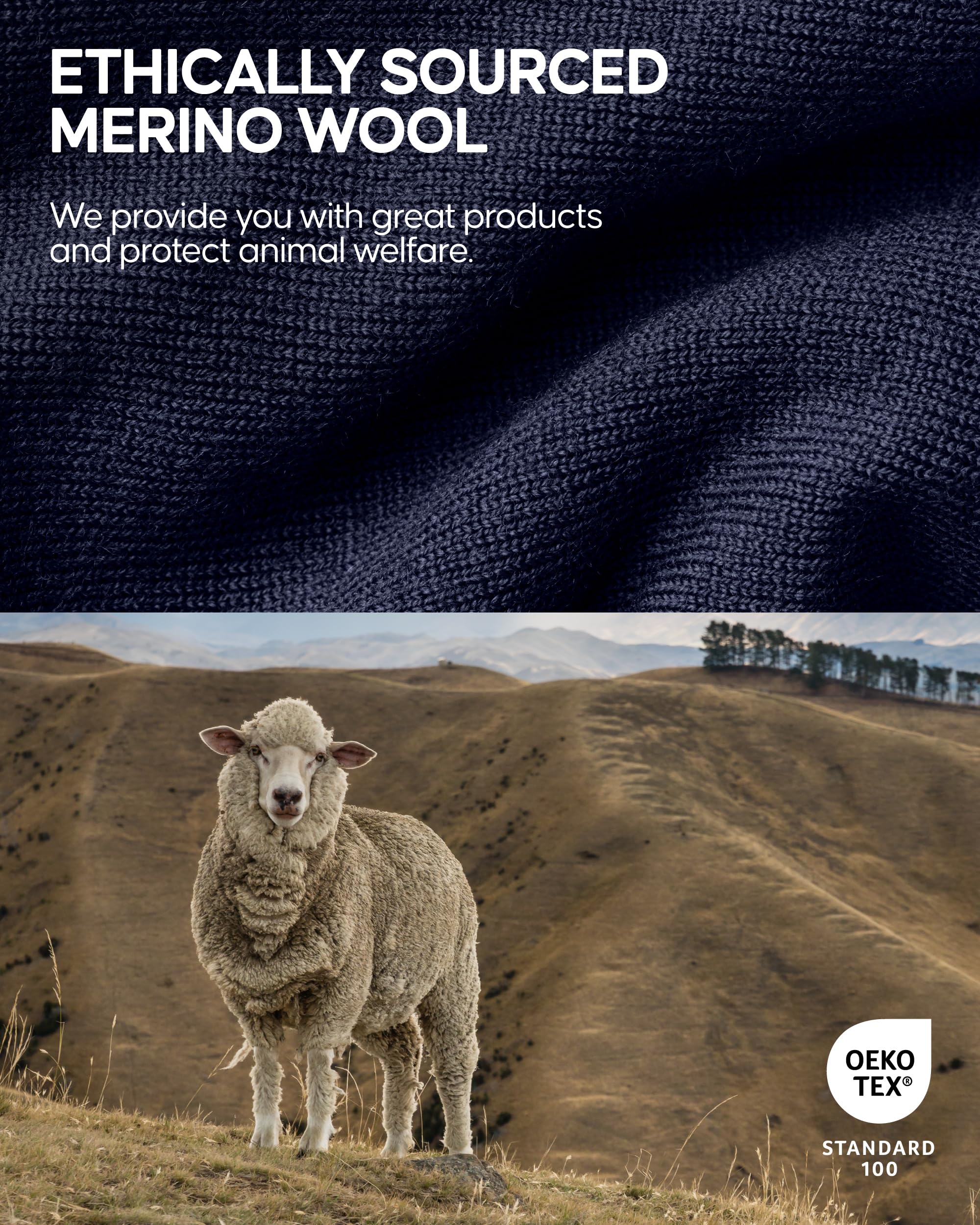 DANISH ENDURANCE Intimo Termico Uomo Lana Merino, Maglia Termica Uomo e Pantaloni Termici, Calzamaglia Termica Uomo Invernale per Sci, Trekking