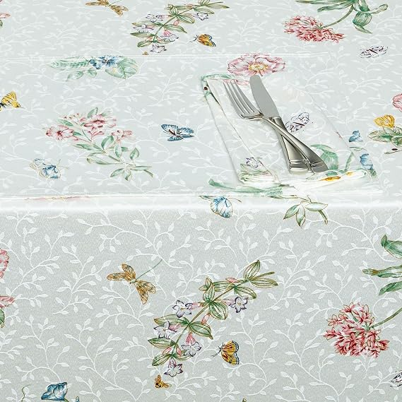 Lenox Butterfly Meadow Cloth Napkins - Reusable Dinner Napkins - Machine Washable - Set of 4 - Floral