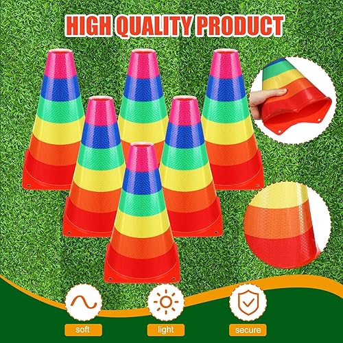 Miniatura 3 de Paquete de 12 juegos de lanzamiento de anillos de maíz de caramelo, conos de plástico, marcadores de campo de entrenamiento y agilidad deportiva de