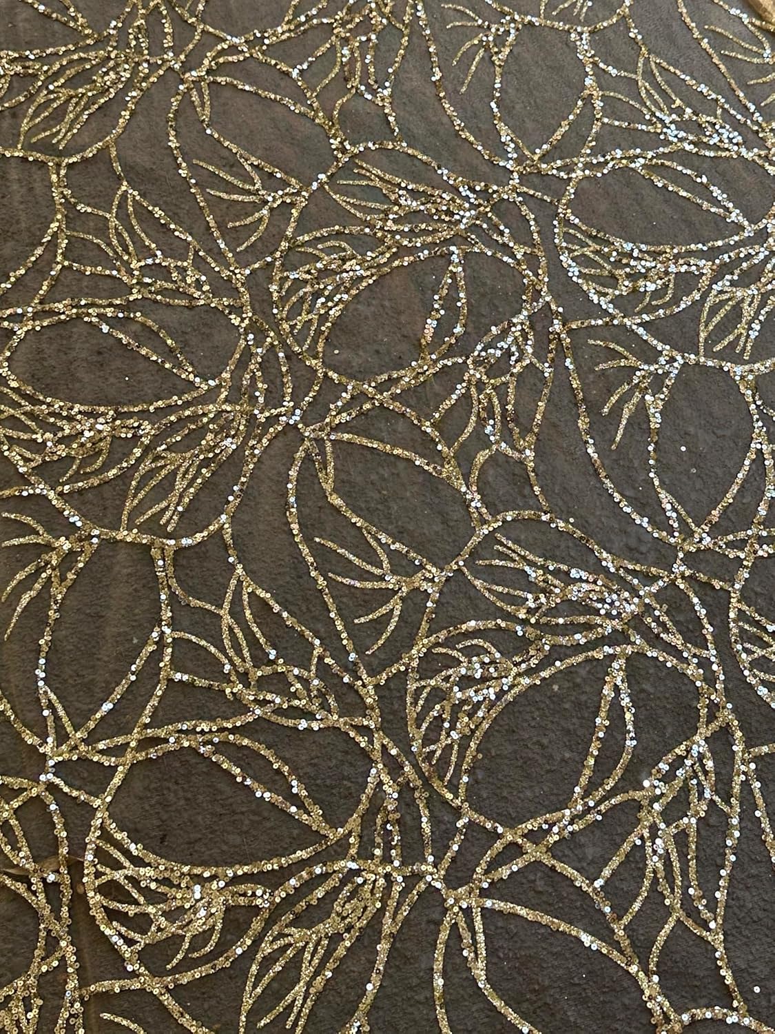 Glitter Sparkle Branch Lace Fabric by The Yard - Perfect for Wedding Decorations, Bridal Shower, Wedding Tablecloth - Veil, and Elegant Crafts - 58 inch - 1 Yard (Gold)