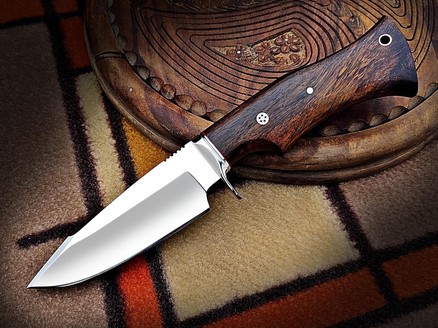 Warivo 10″ Handmade D2 Steel Hunting Knife with Leather Sheath - Ideal EDC Knife for Skinning, Camping, Bushcrafting and Outdoor Activities - Image 6