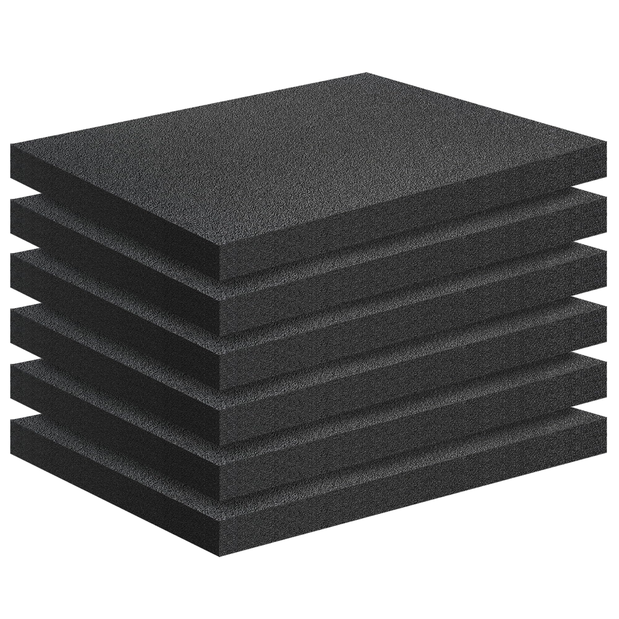 6 PCS Black Foam Padding- 16x12x1 Inch Polyurethane High Density Foam Cuttable Black Sheet Pad Cushioning Inserts for Packing Cases and Crafts