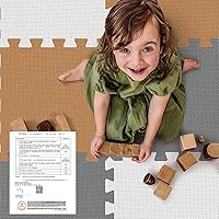 Vista 6 de Tapete de juego para bebé de 16 azulejos para piso, tapete de juego de espuma EVA con azulejos de espuma entrelazados de 0.6 pulgadas de grosor