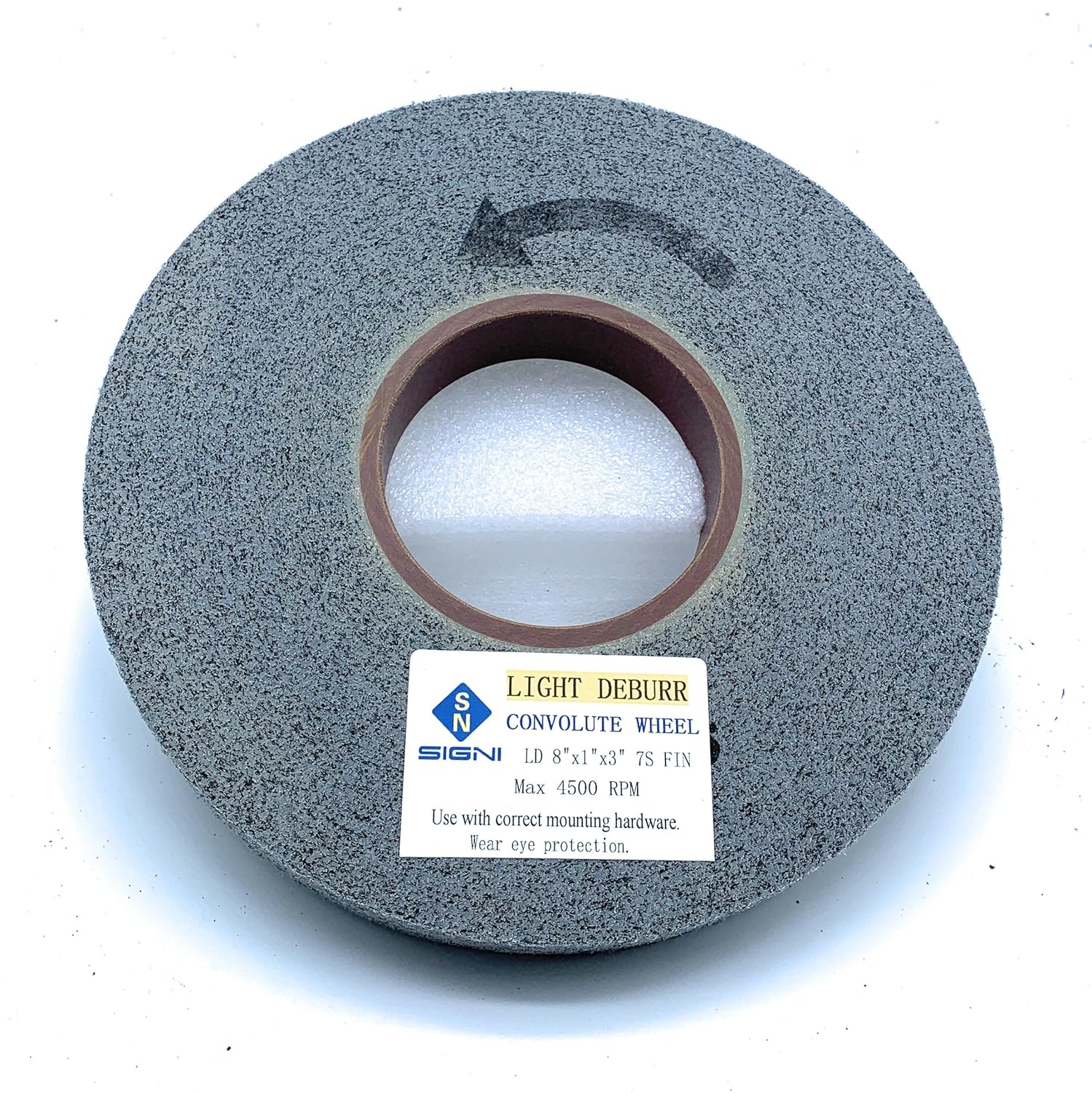 SIGNI Non Woven Convolute Light Deburring Wheel LDW 7S FIN Used to deburr,Finish or Polish Metals Composites and Glass (LD 8"X1"X3” 7S FIN)