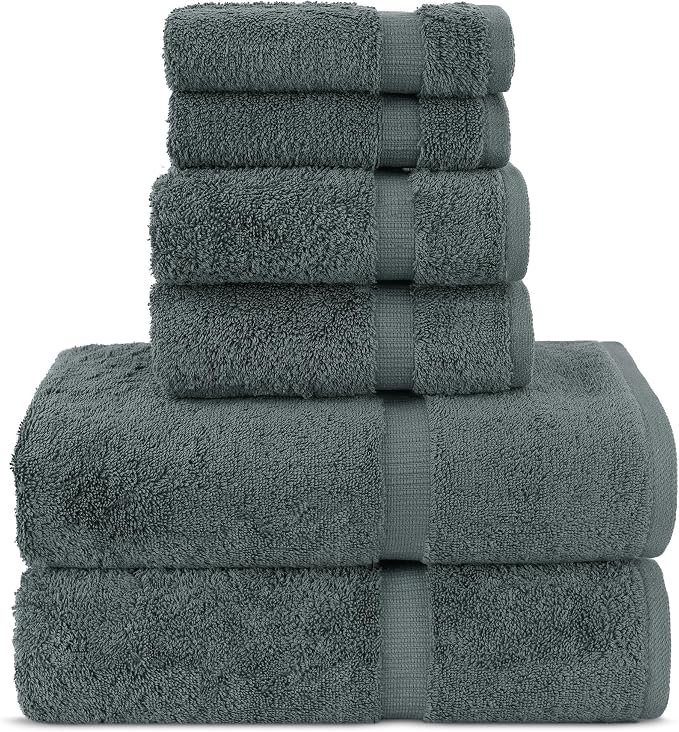 Chakir Turkish Linens | Hotel & Spa Quality 100% Cotton Premium Turkish Towels | Soft & Absorbent (4-Piece Bath Towels, Dark Gray)
