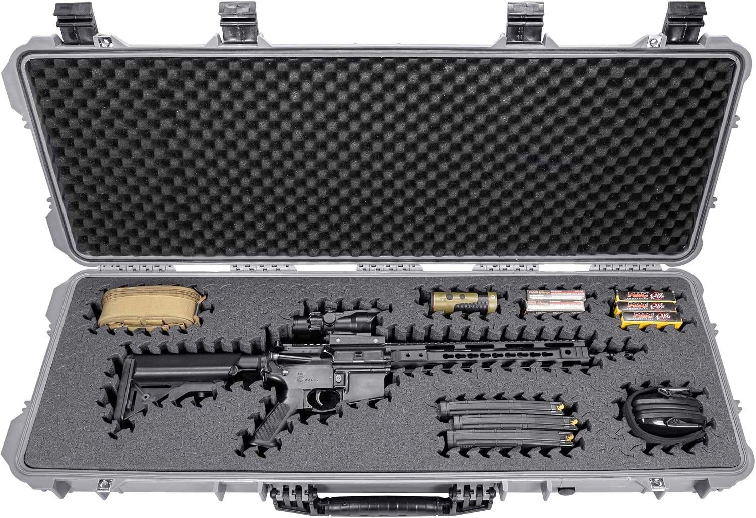 Eylar 44" Hard Roller Rifle Case (Gray) w/Retro Controller UV Print and RAGAR 41.75" Foam Insert, Waterproof, Shockproof Meets TSA Requirements