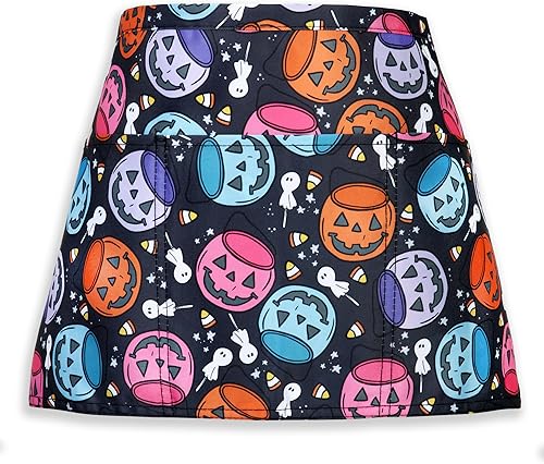 Delantal de cintura de Halloween con bolsillos, medio delantal de calabaza para mujer, camarera, servidor, profesor, cocina, Varios colores