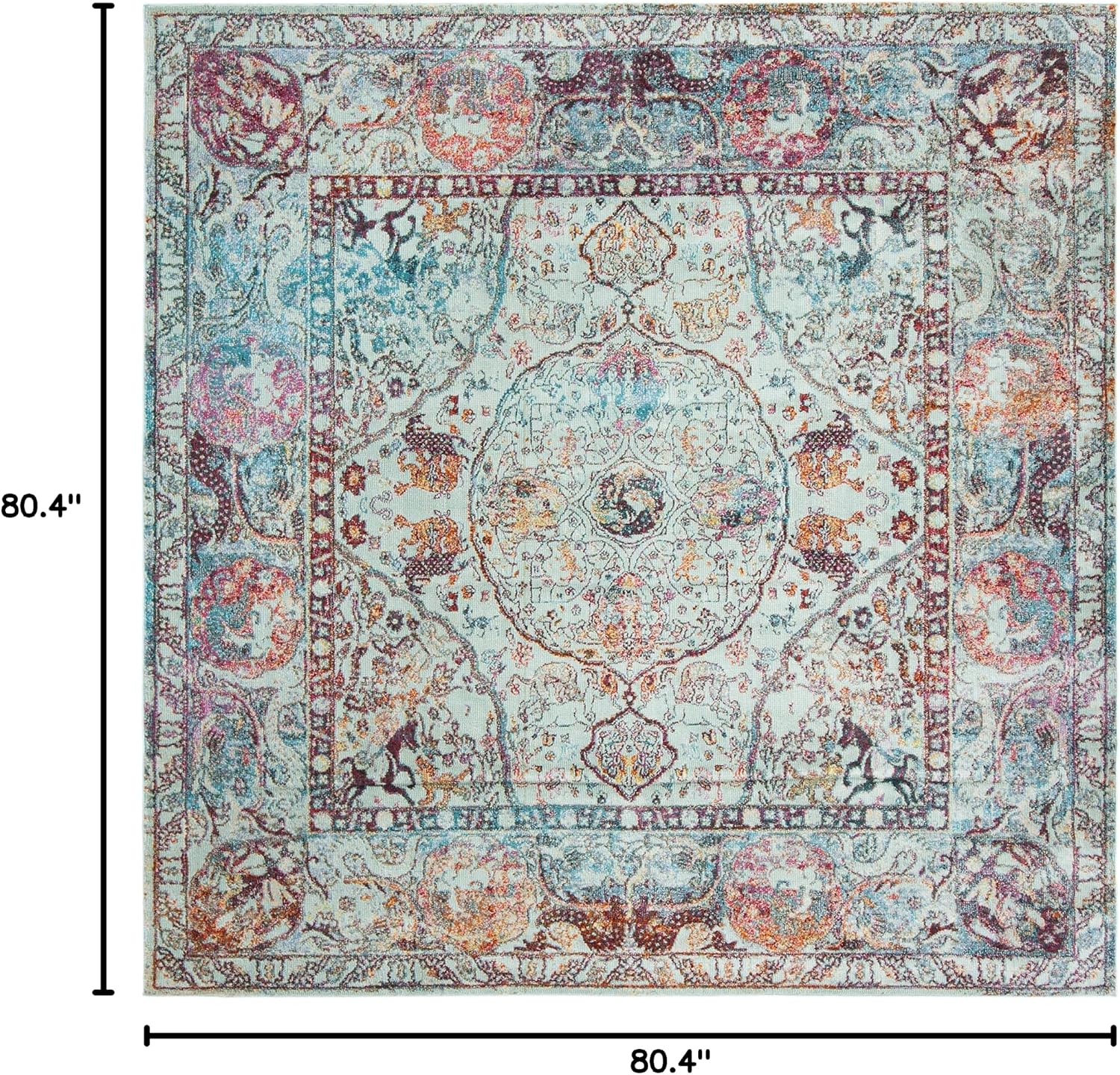 SAFAVIEH Luxor Collection Area Rug - 6'7" Square, Turquoise & Aqua, Handmade Boho Chic Oriental, Ideal for High Traffic Areas in Living Room, Bedroom (LUX330K)