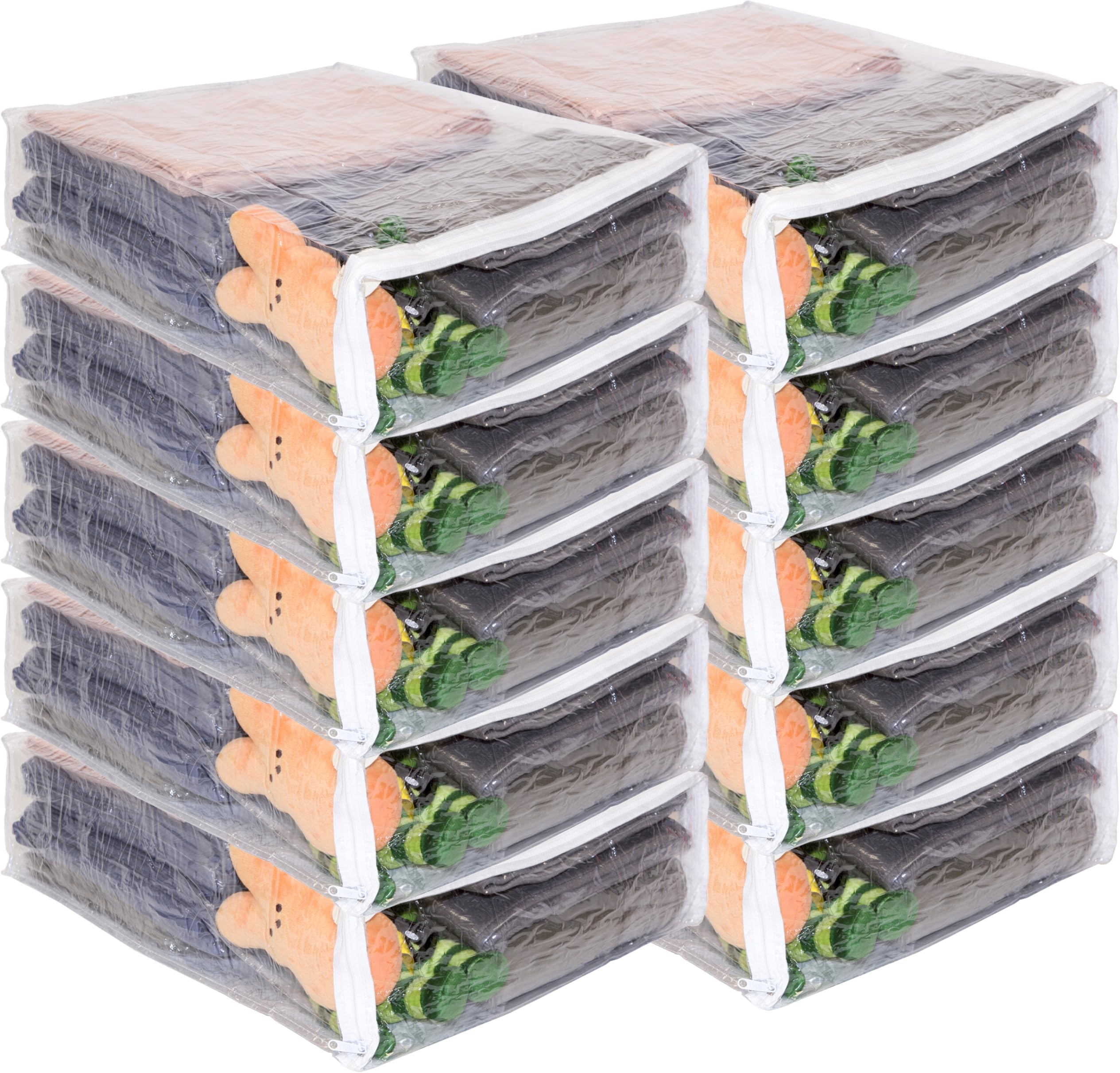 Clear Vinyl Zippered Blanket Storage Bags 15x18x5 Inch set