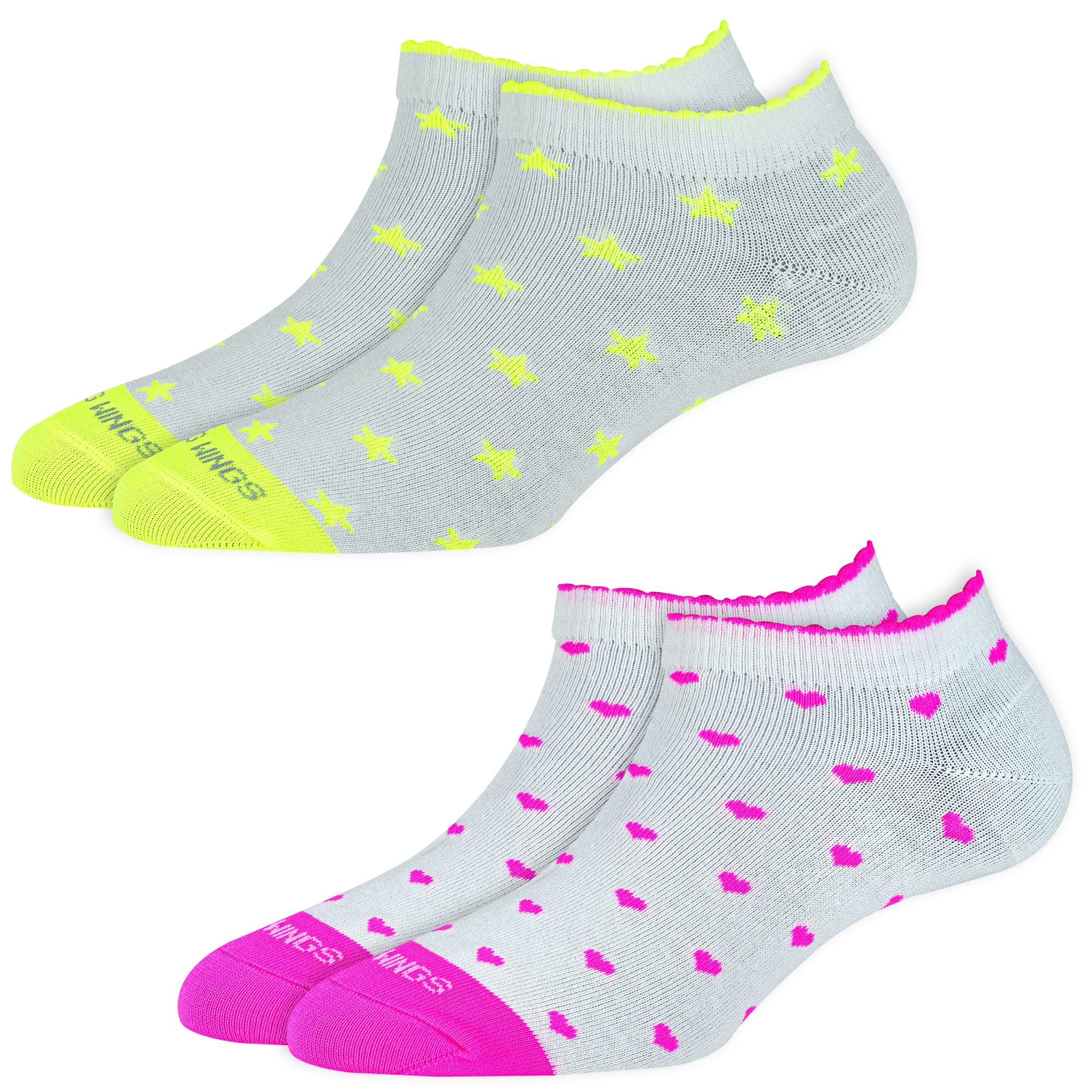 YOUNG WINGSWomen Shock Color Cotton Socks, Anti-Bacterial, Low Ankle Length Socks (YW-W2-4011) - Pack of 2 pairs