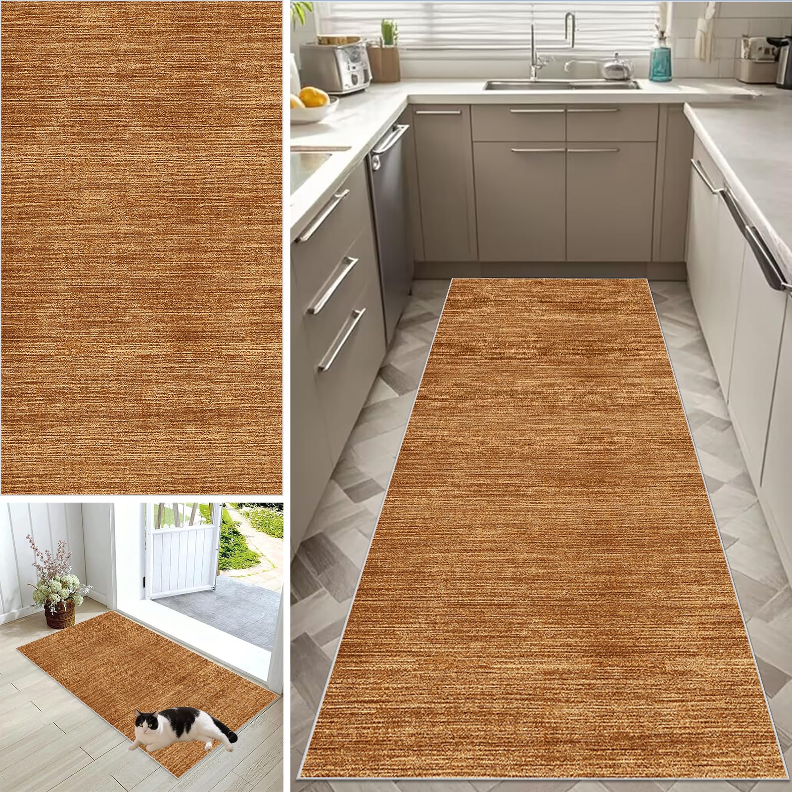 Loper Tapijt Lang antislip Keukentapijt Wasbaar Vloerkleed 40 x 450 cm Absorberend Keukenmat Woonkamer Tapijt Machinewasbaar Gangtapijt voor Hal Keuken Slaapkamer Gang Tapijtlopers