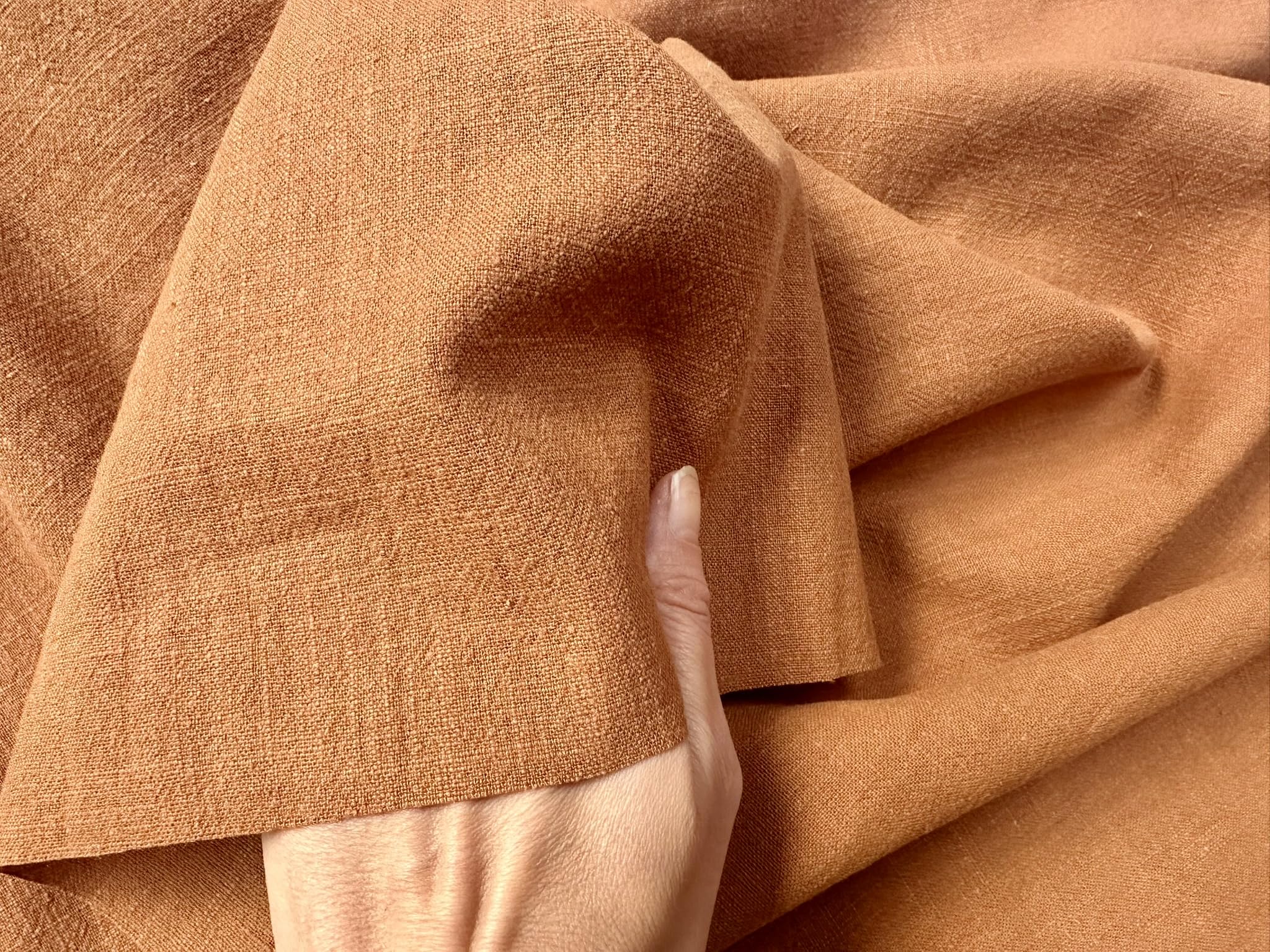 Stone Washed Pure Plain Linen Fabric Material Home Decor Bedding Clothes Curtains - 140cm Wide (Terracotta, 1 Metre)